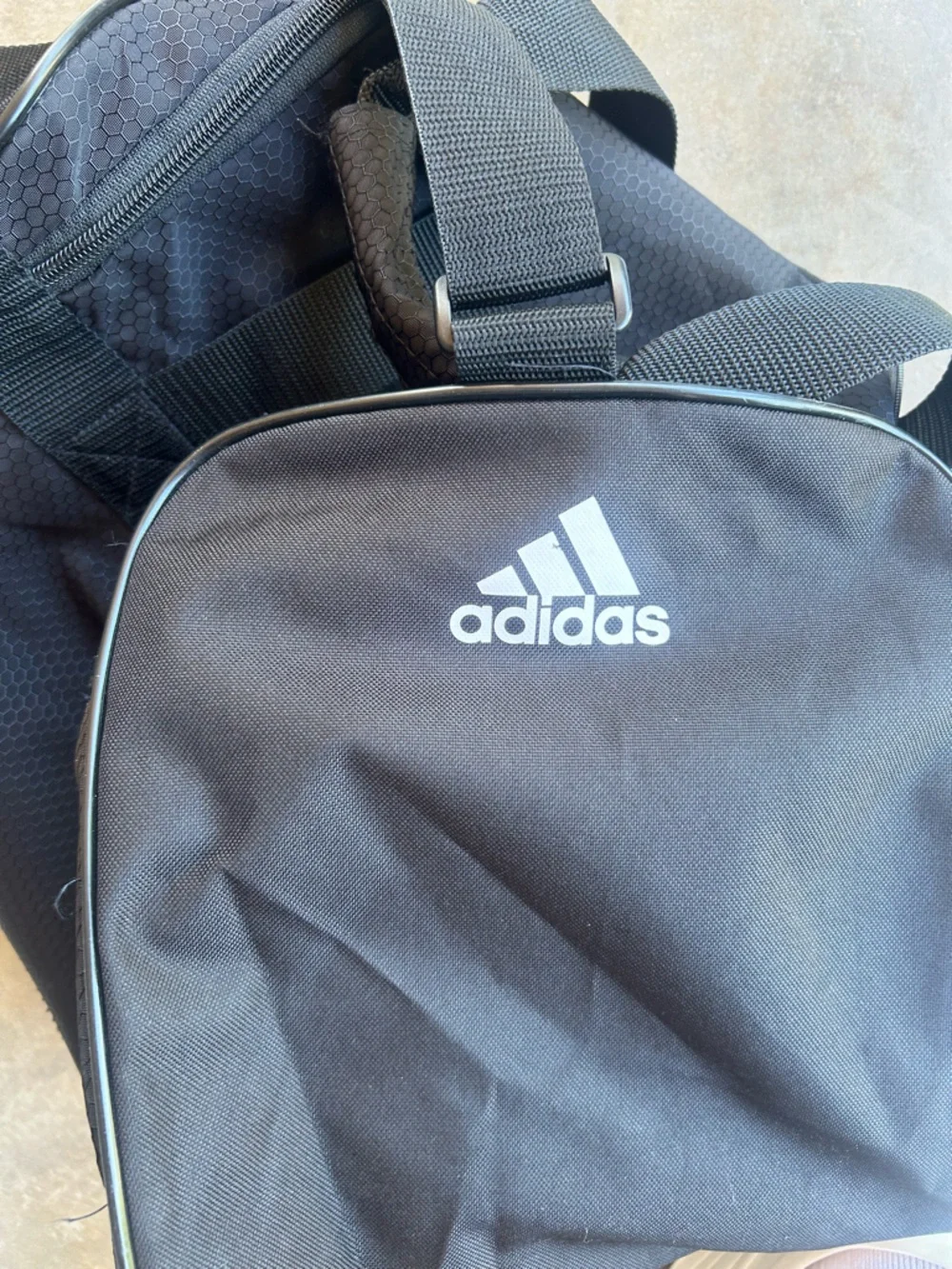 adidas Black Duffel with White Logo - Men's Small Gym Bag